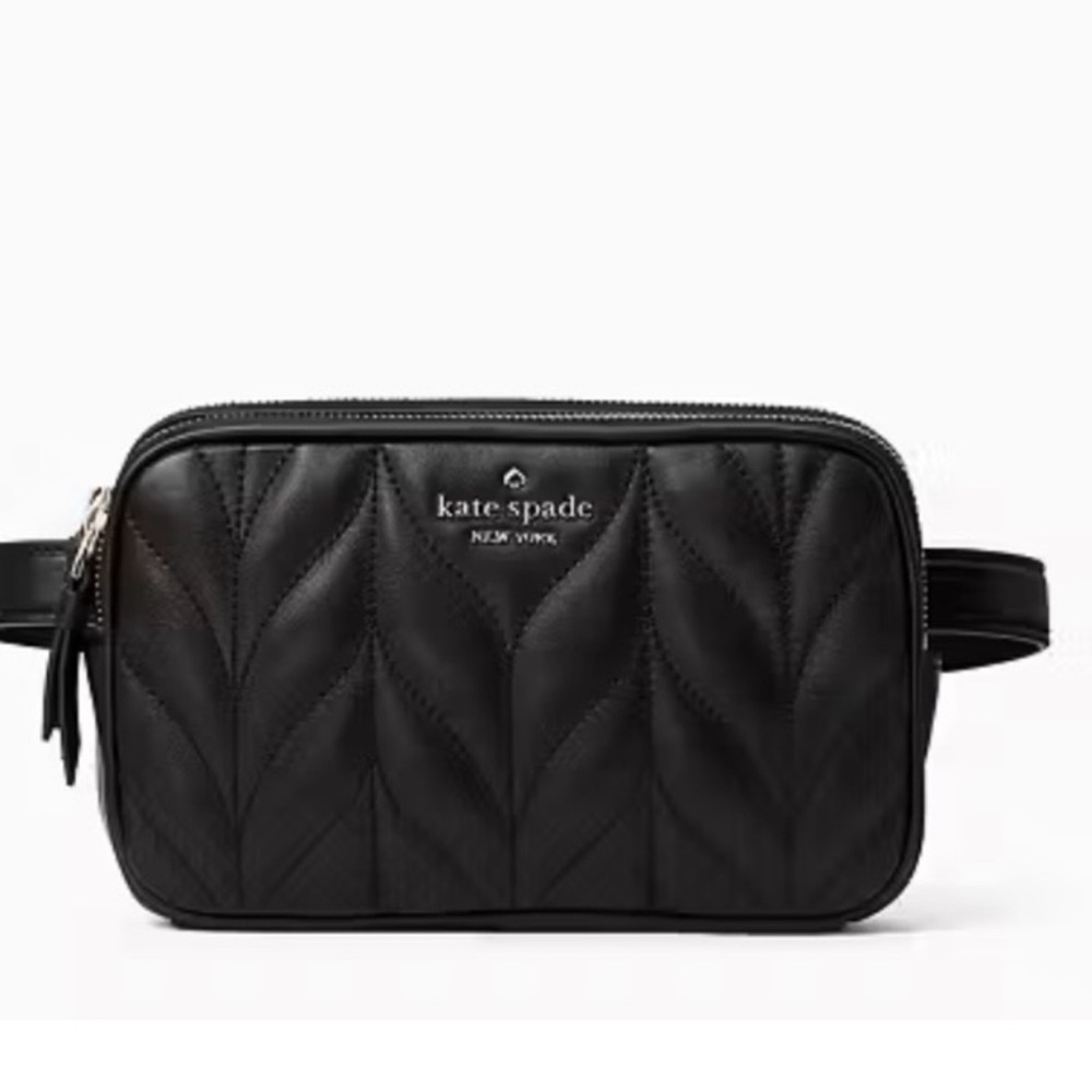 Kate Spade Briar Lane Black Quilted Double Zip Belt Bag